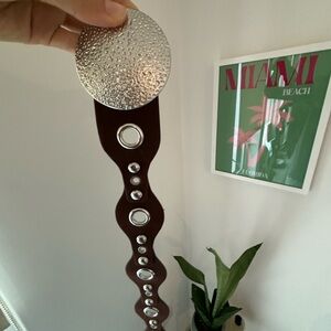 Silver and Brown Western Belt